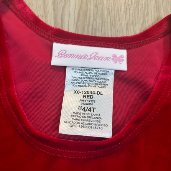 Bonnie Jean Girls Red Velvet Tartan Plaid Flair Dress Crinoline 4 Christmas - Picture 3 of 5
